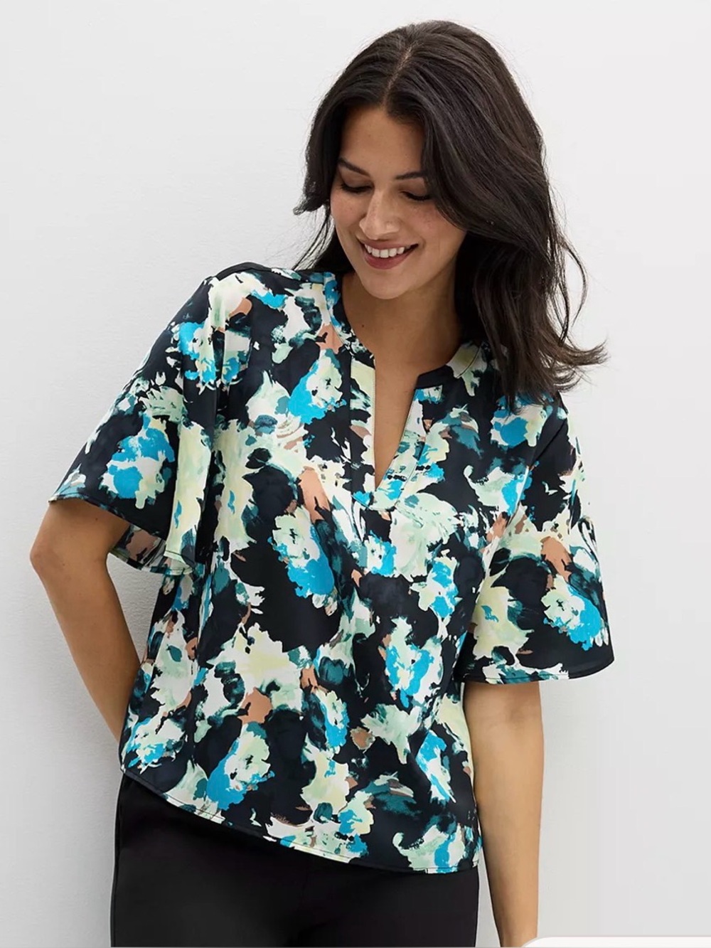 Nine West Elbow Sleeve Popover Top Size 1X